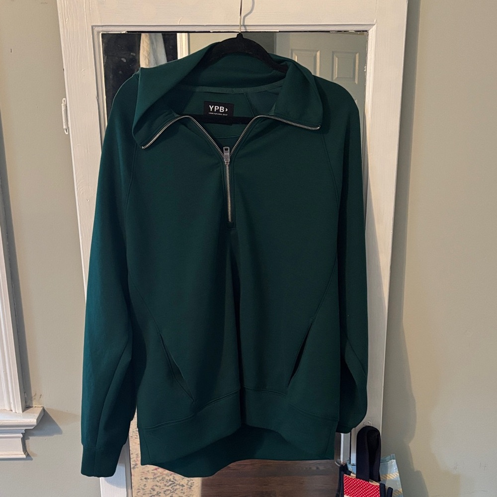 Abercrombie & Fitch Forest Green Half-Zip Sweatshirt
